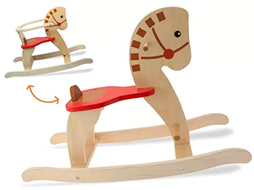Teorema - Cavallo a Dondolo per bambini in Legno, Marrone E Rosso