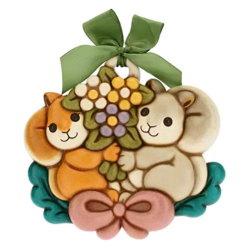 THUN - Formella scoiattoli con Mazzo di Fiori