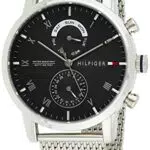 Tommy Hilfiger Orologio Analogico Multifunzione al Quarzo da Uomo con Cinturino in Maglia Metallica in Acciaio Inossidabile Argentato - 1710402