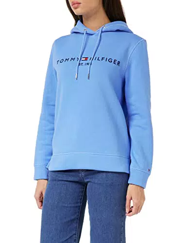 Tommy Hilfiger REGULAR HILFIGER HOODIE, Felpa con cappuccio Donna, Blu, M