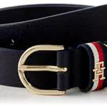 Tommy Hilfiger TH Timeless cintura in pelle, Space Blue, 95 cm