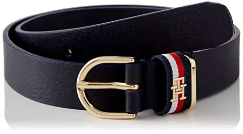 Tommy Hilfiger TH Timeless cintura in pelle, Space Blue, 95 cm