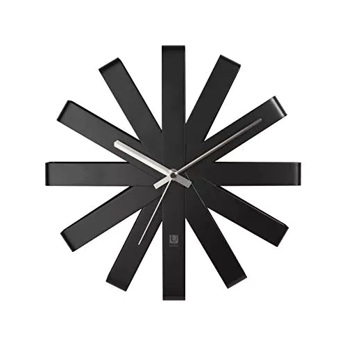 Umbra Ribbon Orologio da parete, 30 cm, Acciaio, Nero