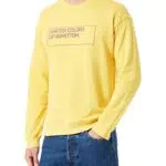 United Colors of Benetton Felpa con cappuccio Uomo, Giallo Mais, XS