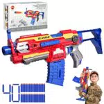 VATOS Pistola Giocattolo per Pistole Nerf Pistole Automatiche per Bambini Gioco di Tiro Elettrico Foam Blaster con 40 Pezzi Freccette Regali all'aperto per Ragazzi Ragazze 6-12 Anni Adulti