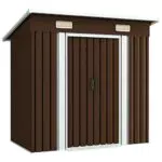 vidaXL Capanno per Attrezzi da Giardino, Marrone 194x121x181 cm in Acciaio