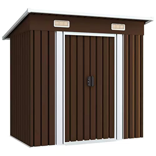 vidaXL Capanno per Attrezzi da Giardino, Marrone 194x121x181 cm in Acciaio