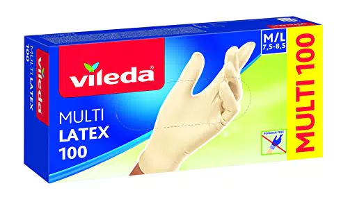 Vileda Guanti Multilatex 100 Usa e Getta, Guanti in Lattice Naturale