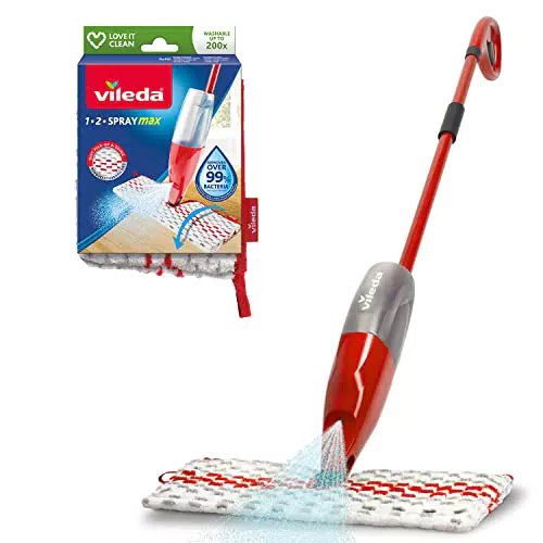 Vileda1.2 Spray Max Sistema Lavapavimenti Spray con Panno in Microfibra + 1 Panno Ricambio Aggiuntivo