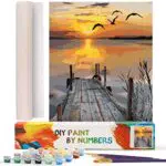 WISKALON Dipingere con i Numeri - Tramonto 16x20 Pollici con Tela di lino