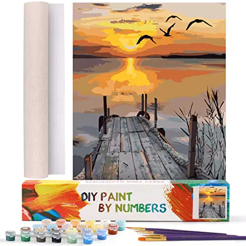 WISKALON Dipingere con i Numeri - Tramonto 16x20 Pollici con Tela di lino