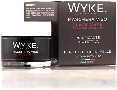 WYKE.MILANO - BLACK MASK con ACIDO IALURONICO, Maschera Viso Punti Neri
