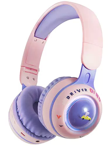 XtenKea Cuffie per Bambini Bluetooth con luce LED e Microfono, viola