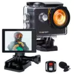Yolansin Action Cam - HD 4K Fotocamera 20MP 40M Impermeabile Sott'acqua EIS Sport Camera con Grandangolo 170° DV Telecomando WiFi 2.4G Videocamera da Casco 2x1200 mAh Batterie Accessori Completi