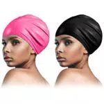 2 Cuffie da Nuoto per Uomo e Donna (Nero, Rosa Rossa)