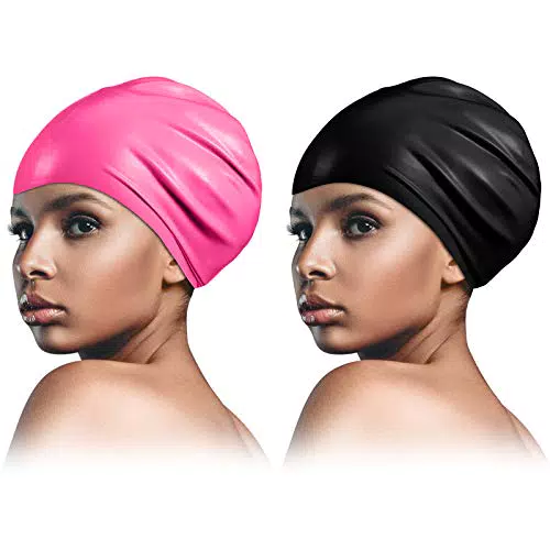 2 Cuffie da Nuoto per Uomo e Donna (Nero, Rosa Rossa)