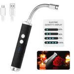 Accendino a Candela USB, Accendino Elettrico a Collo Flessibile a 360° Accendino ad Arco per Barbecue Antivento Ricaricabile con Luce di Alimentazione a LED per Cucinare Campeggio Viaggiare