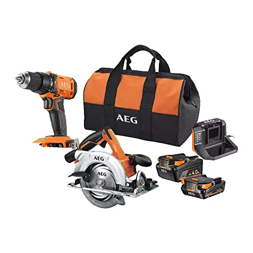 AEG JP18J2-X02B Kit Combinato a Batteria 18V Trapano Avvitatore a Percussione + Sega Circolare