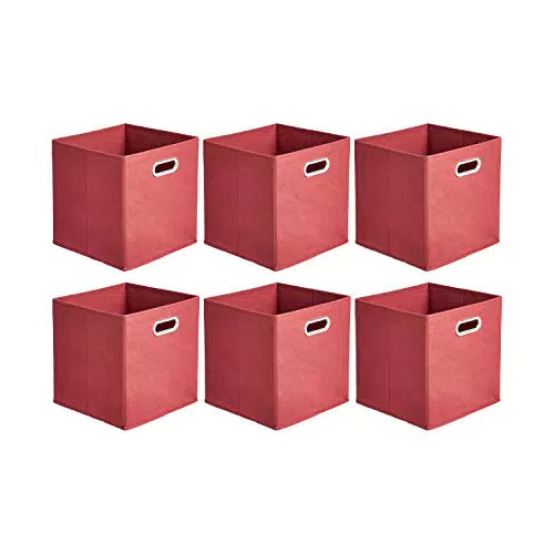 Amazon Basics - Cubi portaoggetti pieghevoli in tessuto con anello di rinforzo ovale - Confezione da 6