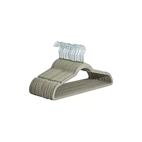 Amazon Basics - Gruccia in velluto con portapantaloni, 30 pezzi, Grigio