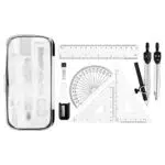 Amazon Basics - Kit da 10 pezzi per matematica (compassi, matita e mina in grafite, gomma per cancellare, temperamatite, goniometro, squadre, righello e custodia)