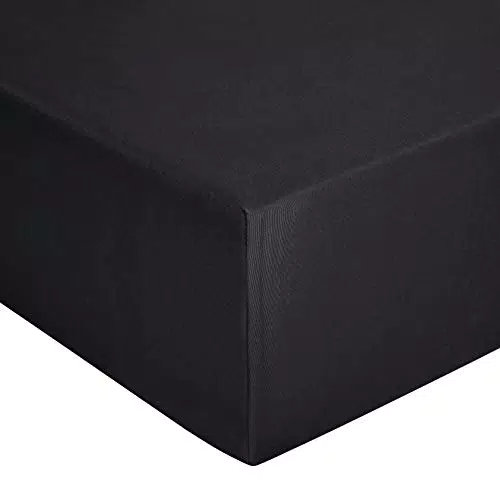 Amazon Basics - Lenzuolo con angoli, in jersey, Nero