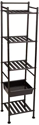 Amazon Basics Scaffale a 5 ripiani con cestello, Nero