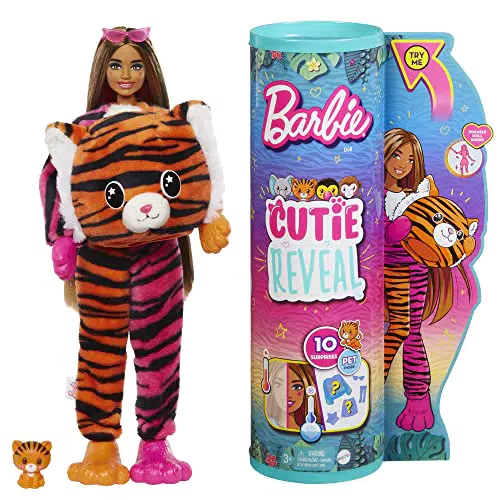 Barbie - Bambola Barbie Cutie Reveal Tigre, Serie Amici della giungla