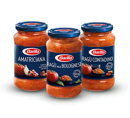 Barilla Sugo Ragù Bolognese, Salsa al Pomodoro e Carne Selezionata + Sugo all'Amatriciana - Salsa al Pomodoro con Pancetta