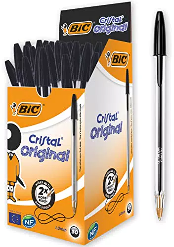 BIC Cristal Original, Penne Nere a Sfera, Punta Media