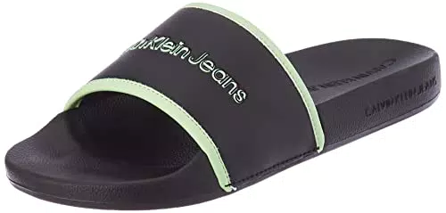 Calvin Klein Jeans ciabatta a fascia, nero/verde, 38.5