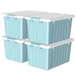 Cetomo 15L* 4 Scatola portaoggetti in plastica bianca Contenitore organizzatore con coperchio durevole e fibbie di chiusura sicura