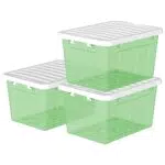 Cetomo 3 Scatole portaoggetti in plastica 15L, verde trasparente