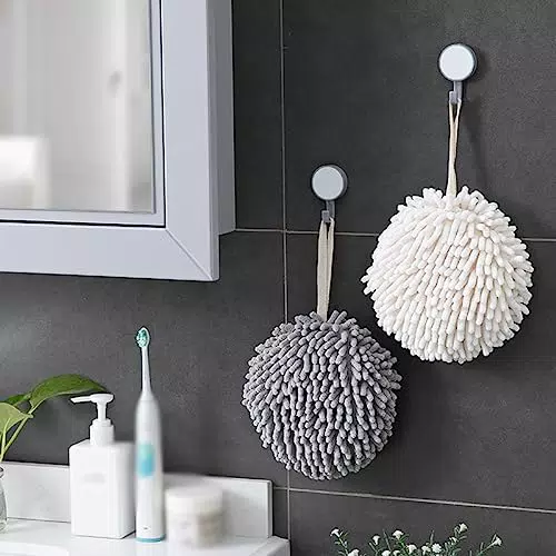 Ciniglia Asciugamani Ball Kamanan 2pcs Appeso Asciugamano Morbido Assorbente Microfibra Coral Velvet Mano Panno Panno di Ceniglia per Bagni e Cucine