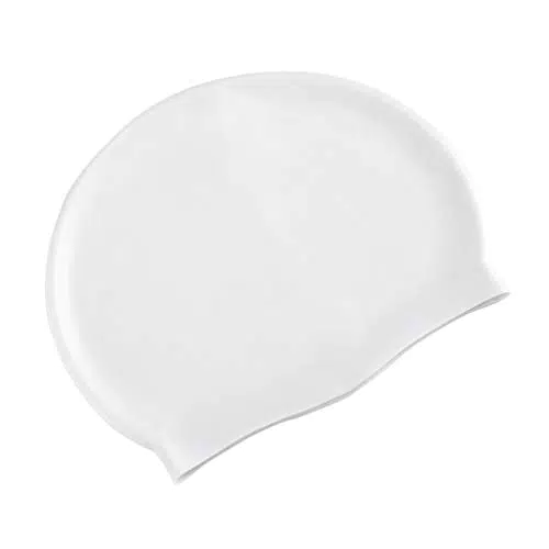 CLISPEED Cuffie da Nuoto in Silicone per Capelli Lunghi, bianco