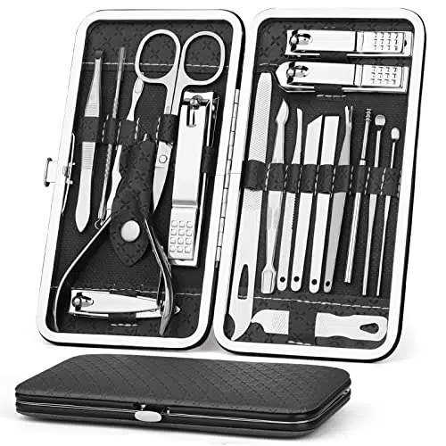Coolzon Tagliaunghie Set Professionale，19 Pezzi Pedicure e Manicure Set