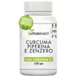 Curcuma Piperina Plus Zenzero Vitamina C-130 cpr-Altissimo Dosaggio Naturale Di Estratto Curcuma 1280