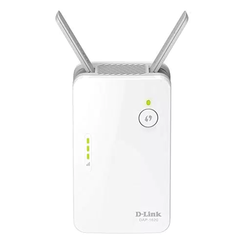 D-Link DAP-1620 Range Extender Universale/Ripetitore Wi-Fi AC1300, Dual Band, 2 Antenne Esterne a Scomparsa, 1 Porta Ethernet Gigabit 10/100/1000 Mbps, Pulsante WPS, Bianco