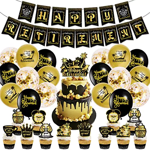 Decorazioni per Festa di Pensionamento, nero/oro