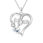 Diamday Argento 925 Collana Donna Cuore Amore Ciondolo Mamma Collana Pietre di Nascita Gioielli per Madri Donne Mamma Zia Nonna Festa della Mamma Compleanno Natale Regali Aprile