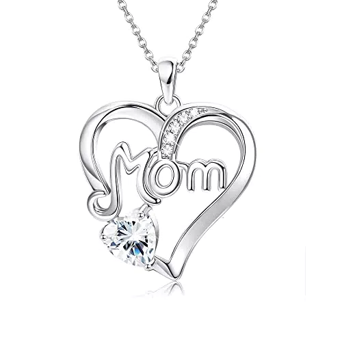 Diamday Argento 925 Collana Donna Cuore Amore Ciondolo Mamma Collana Pietre di Nascita Gioielli per Madri Donne Mamma Zia Nonna Festa della Mamma Compleanno Natale Regali Aprile