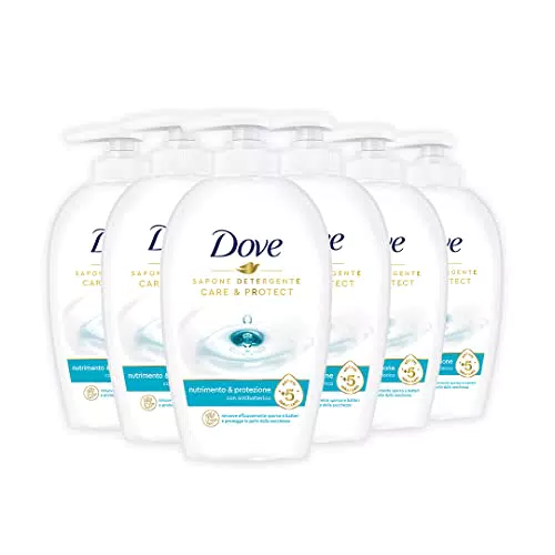 Dove Sapone Liquido Mani Nutrimento e Protezione, 6 pezzi da 250ml