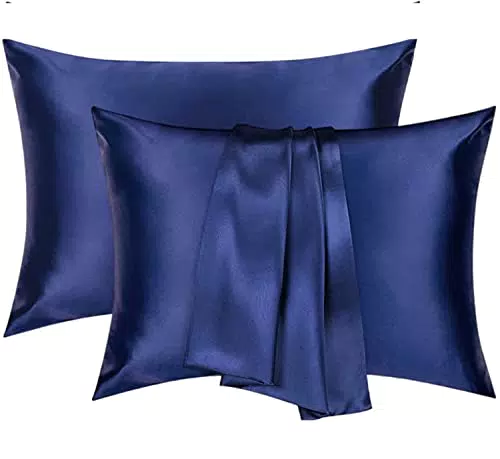 Set di 2 federe in raso, blu scuro
