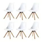 EGGREE Set di 6 Sedie da Pranzo, Sedia da Cucina Imbottito con Gambe di Polpo Quadrate in Legno Quercia Design Scandinavian