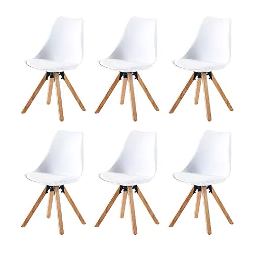 EGGREE Set di 6 Sedie da Pranzo, Sedia da Cucina Imbottito con Gambe di Polpo Quadrate in Legno Quercia Design Scandinavian