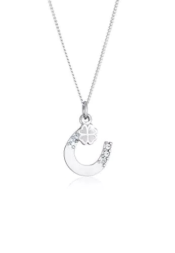 Elli Collana da Donna con Ciondolo a Ferro di Cavallo e Foglia di Trifoglio in argento