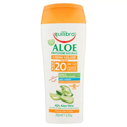 Equilibra Solari, Aloe Crema Solare Spf 20, Crema con Aloe Vera