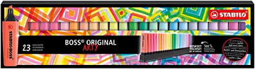STABILO BOSS ORIGINAL Desk-Set - ARTY Edition - 23 Colori assortiti 9 Neon + 14 Pastel