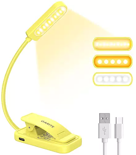 GARITE Lampada da Lettura Ricaricabile USB con 10 LED e 3 Modalità Dimmerabile