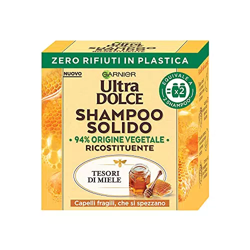 Garnier Ultra Dolce Shampoo Solido Tesori di Miele, Per Capelli Fragili che si Spezzano